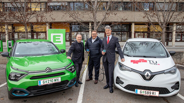 © Energie Steiermark/TU Graz Christian Purrer, Vorstandssprecher Energie Steiermark, Martin Graf, Vorstandsdirektor Energie Steiermark, Harald Kainz, Rektor Technische Universität Graz (v.l.n.r.)