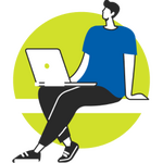 Person mit Laptop auf dem Schoß
