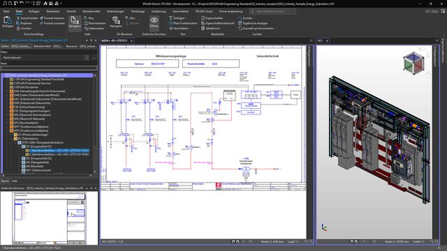 Energierelevante Darstellung einer Transformatorstation in Eplan Electric P8.