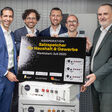 Vorstandsvorsitzender Burgenland Energie Stephan Sharma, Geschäftsführer Salzstrom Jürgen Ellensohn, CFO Salzstrom Stefan Nolte, CEO Salzstrom Peter Arnold und Landeshauptmann Hans Peter Doskozil (v.l.n.r.)