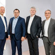Der Zumtobel-Gesamtvorstand: CDTO Markus Frantz, CFO Thomas Erath, CEO Alfred Felder und COO Bernhard Motzko (v.l.n.r.)