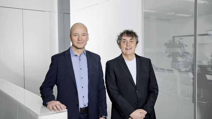 Daniel Pfeifer (links) ist der neue Geschäftsführer von Bachmann electronic. Beat Rünzler (rechts), bisher Geschäftsführer für Business Administration, verantwortet künftig zusätzlich auch den Bereich Operations.